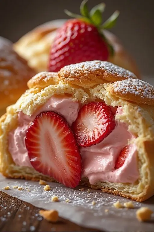 🍓🥐 Strawberry Cream Puff Pastry