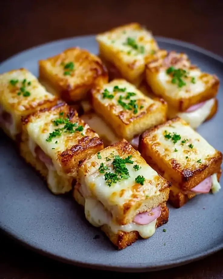 Crispy Cheesy Ham Toast Bites 🧀🥪