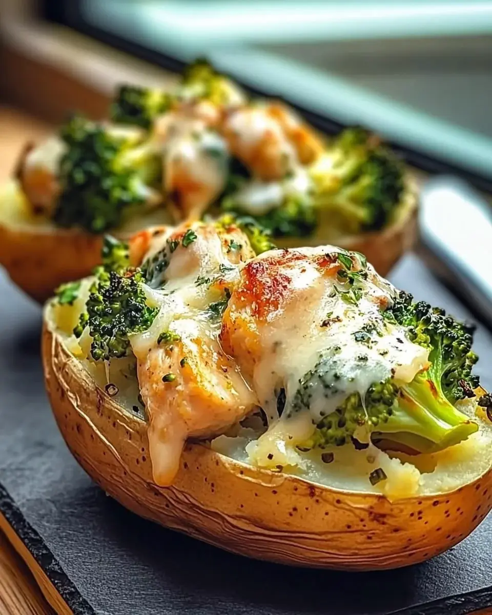 🥔 Cheesy Salmon & Broccoli Stuffed Baked Potatoes