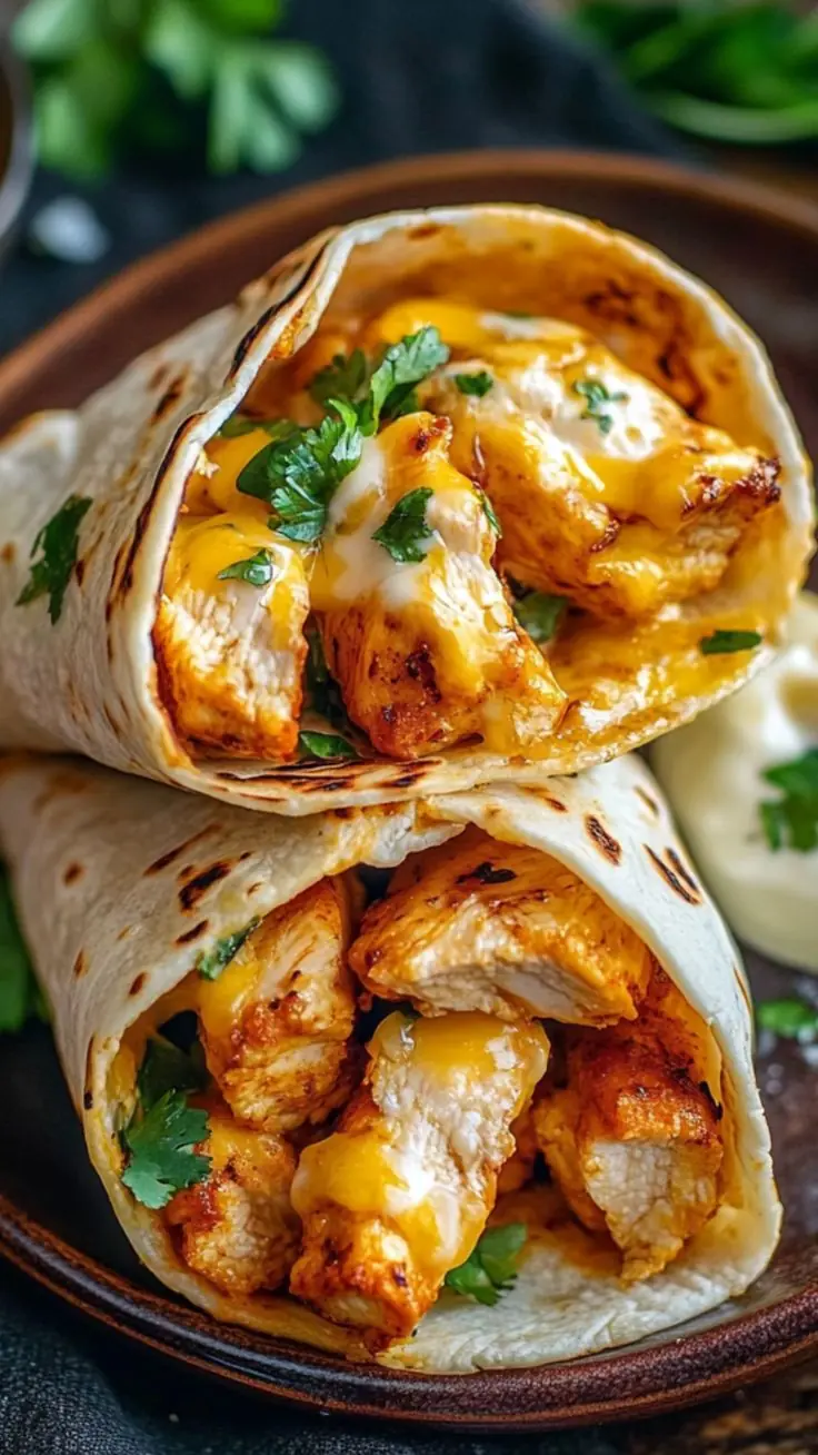 🌯 Creamy Chicken Garlic Wraps