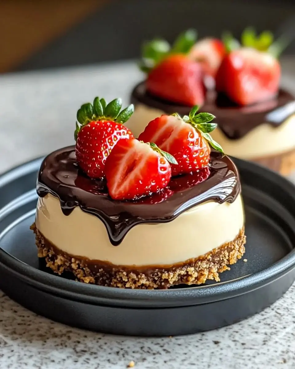 🍓 Chocolate Strawberry Mini Cheesecakes
