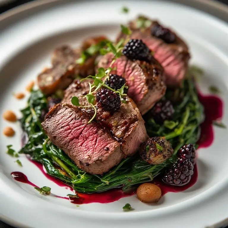 🥩 Berry Glazed Steak on Greens