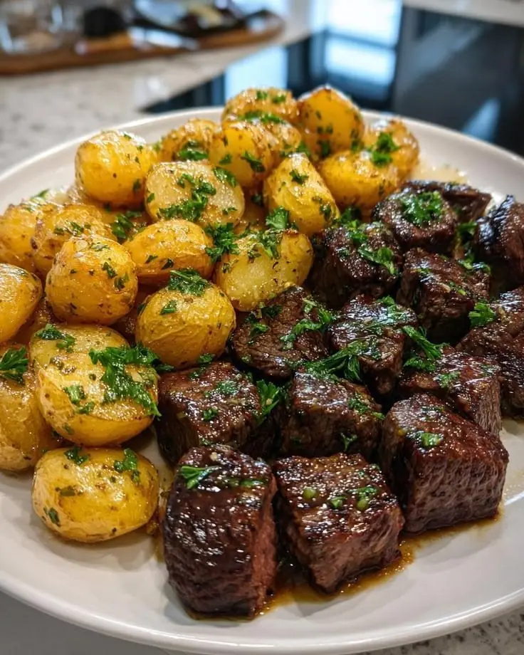 🥩🥔 Garlic Butter Steak Bites and Crispy Baby Potatoes – The Comfort Food Everyone Craves