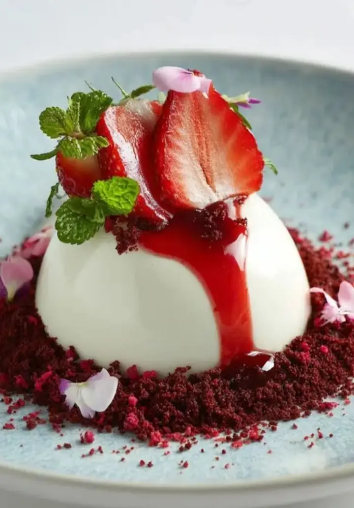 🍓🤍 Strawberry Panna Cotta – An Elegant Dessert That Looks Almost Too Beautiful to Eat
