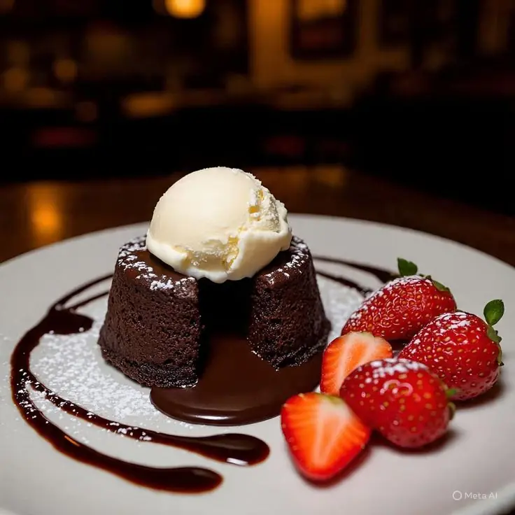 🍫🍓 Chocolate Lava Cake with Vanilla Ice Cream – The Ultimate Dessert Experience