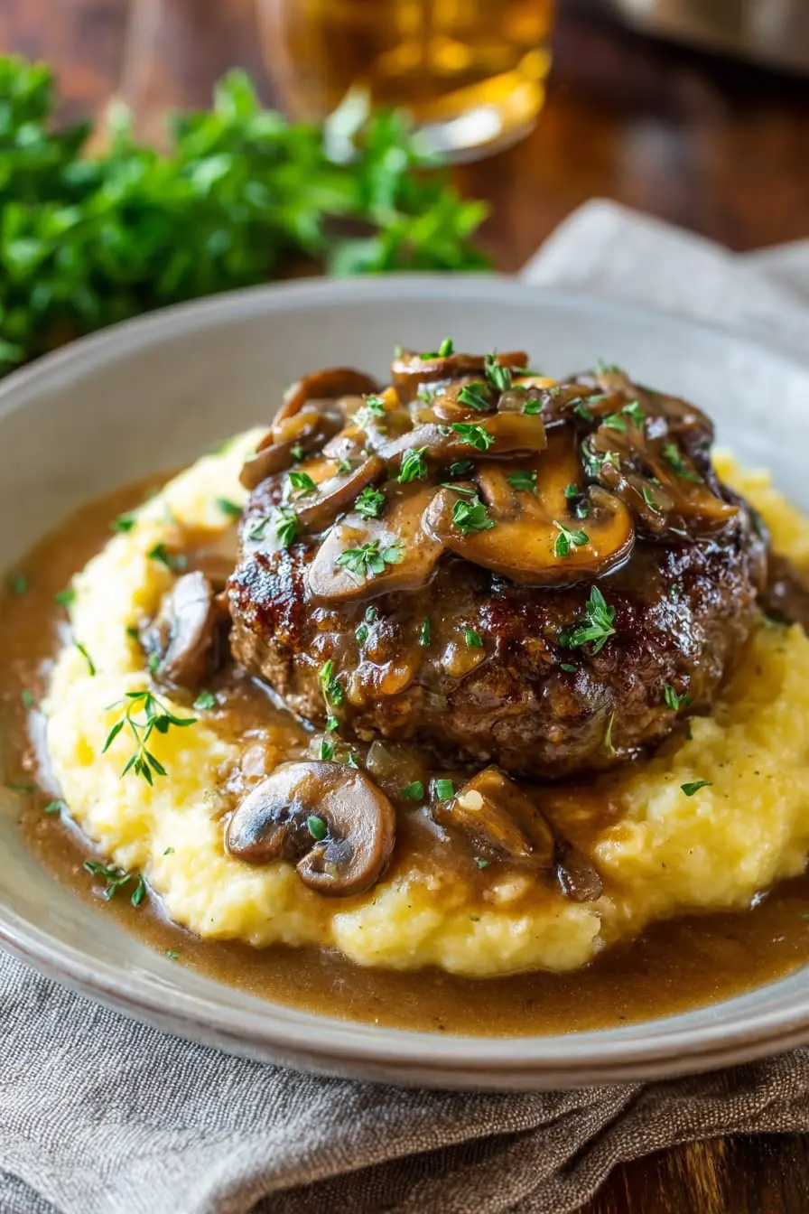 🍄 Salisbury Steak with Mushroom Gravy and Creamy Mashed Potatoes – The Ultimate Comfort Food