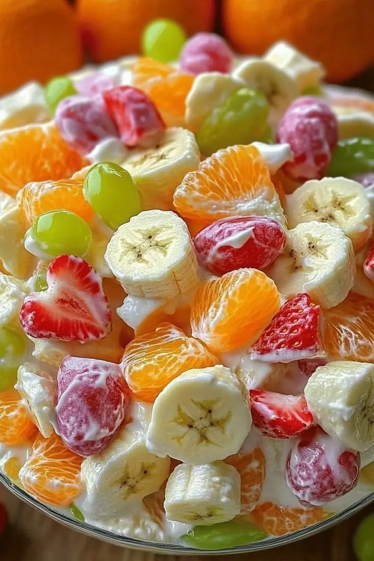 🍓 Creamy Fruit Salad – A Refreshing and Colorful Dessert Packed with Natural Sweetness