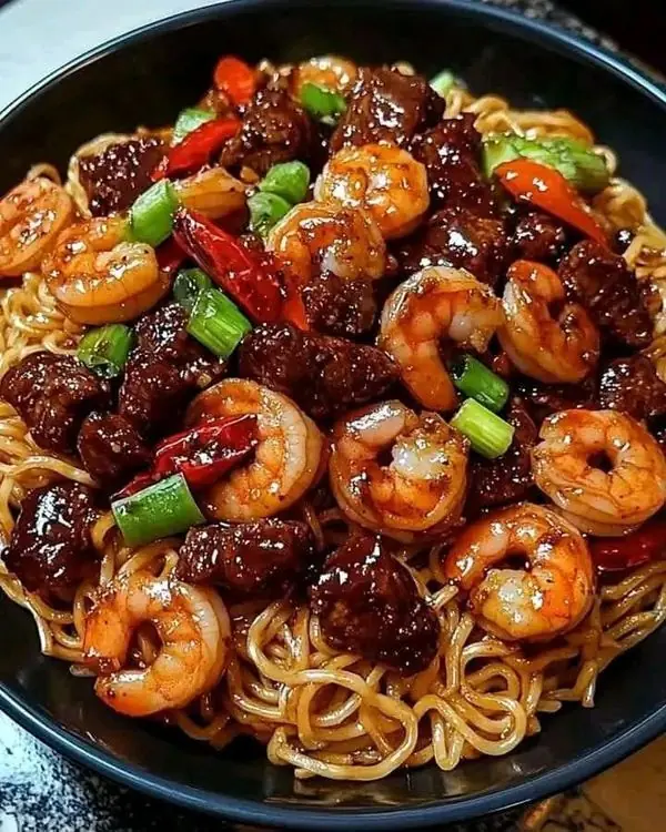 🍤 Surf & Turf Garlic Noodles – The Ultimate Sweet and Savory Comfort Bowl