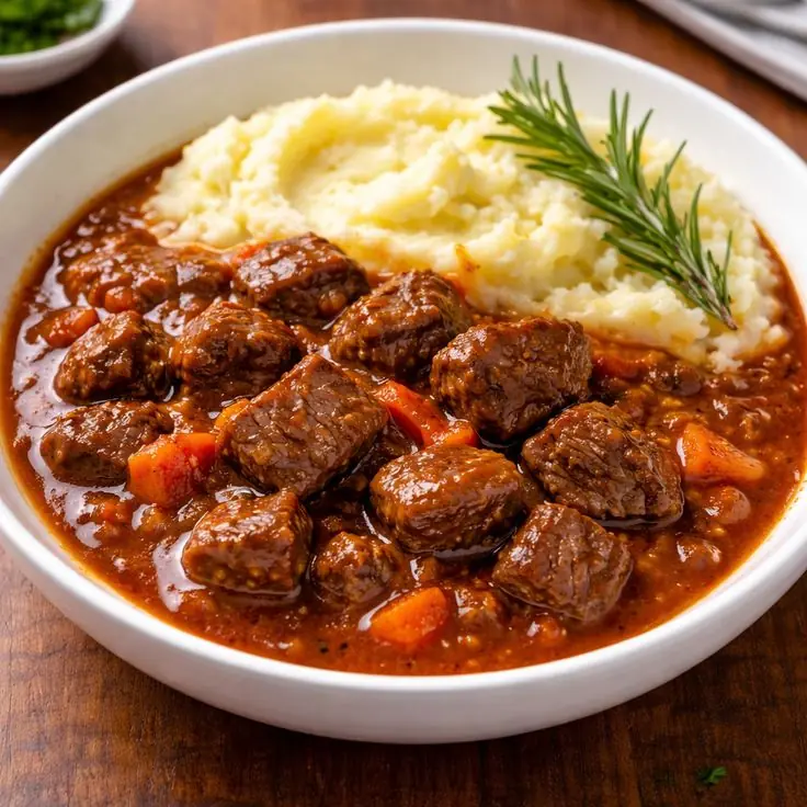 🥩 Hearty Beef Stew with Creamy Mashed Potatoes – The Ultimate Comfort Food