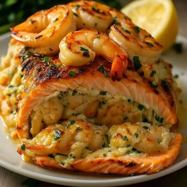 Stuffed Salmon with Creamy Shrimp Filling