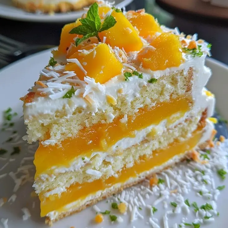 Tropical Mango Coconut Layer Cake