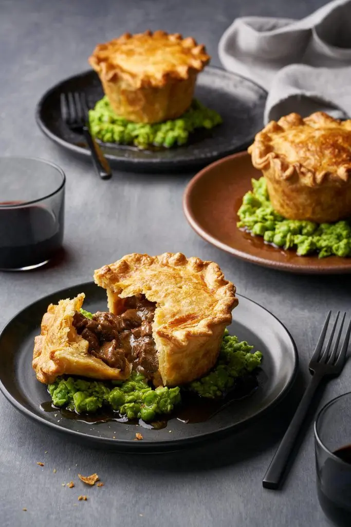 Classic Steak and Ale Pie with Mushy Peas