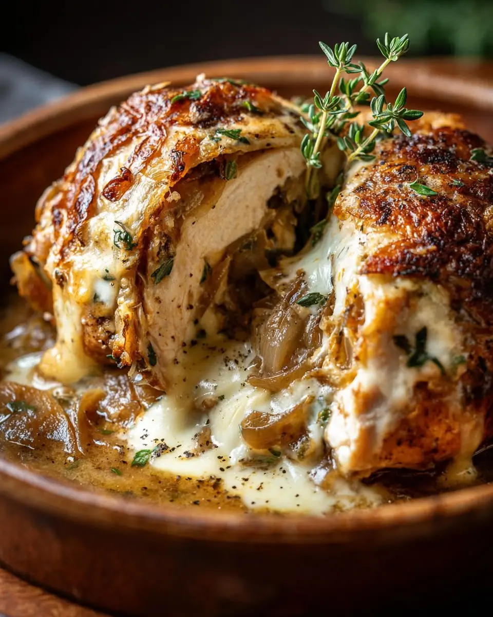 French Onion Stuffed Chicken Breast