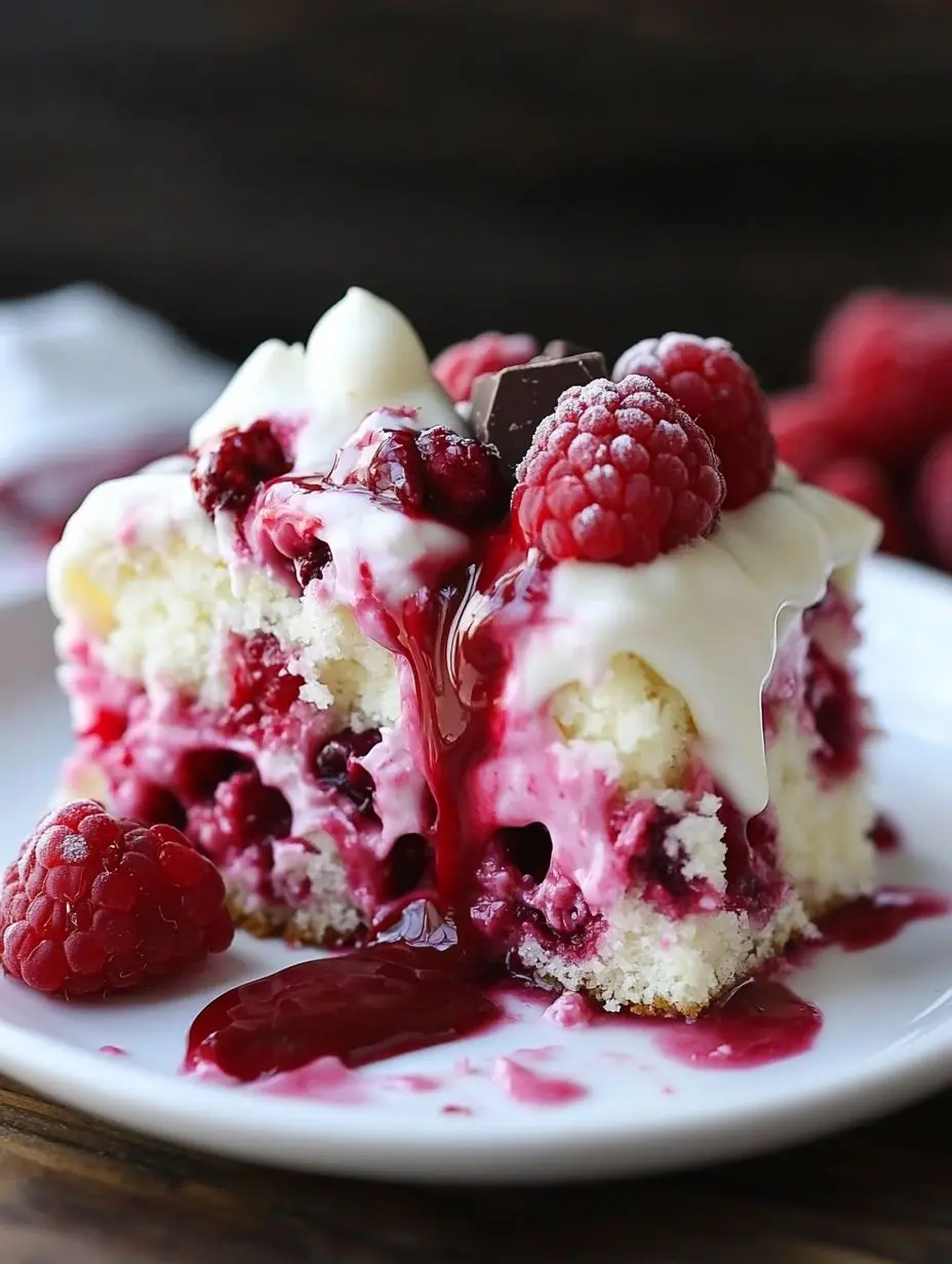White Chocolate Raspberry Poke Cake