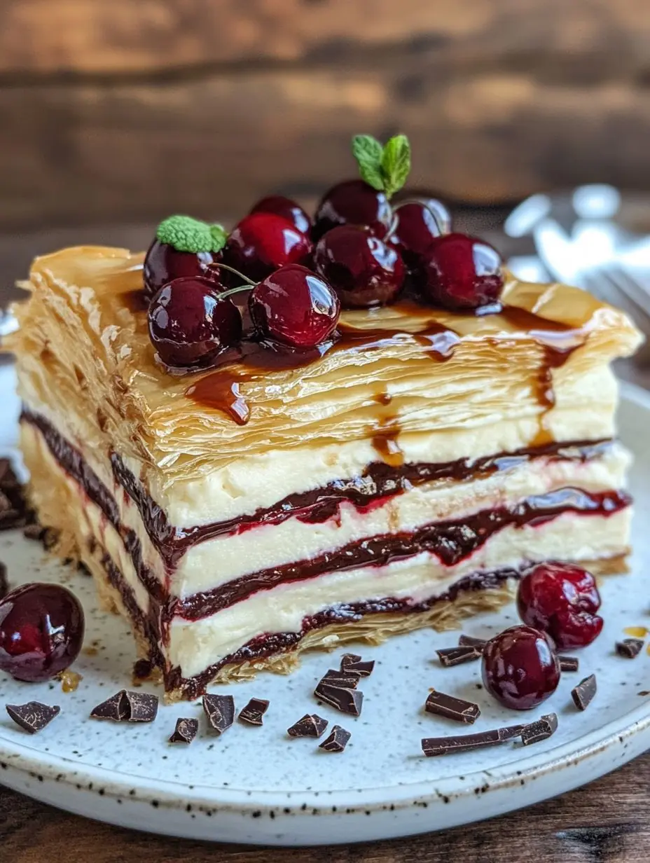 Black Forest Mille-Feuille (Cherry & Vanilla Cream Pastry)