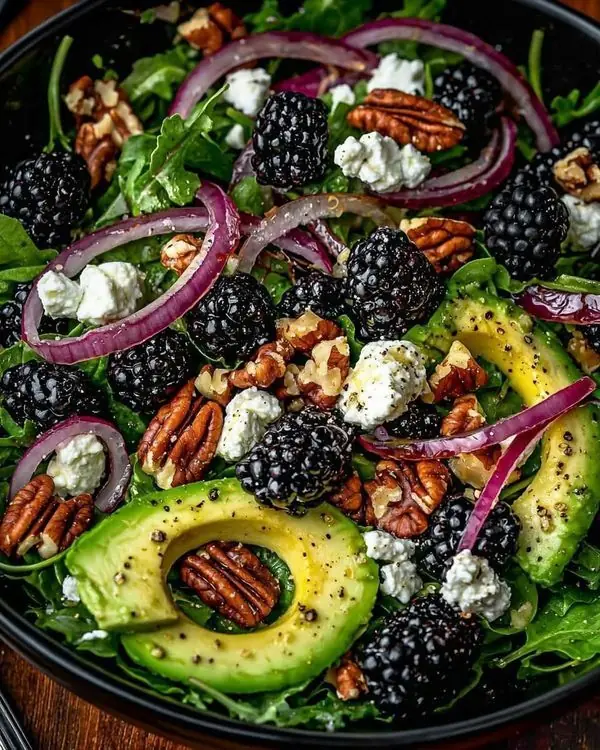 Blackberry Avocado Pecan Salad with Goat Cheese