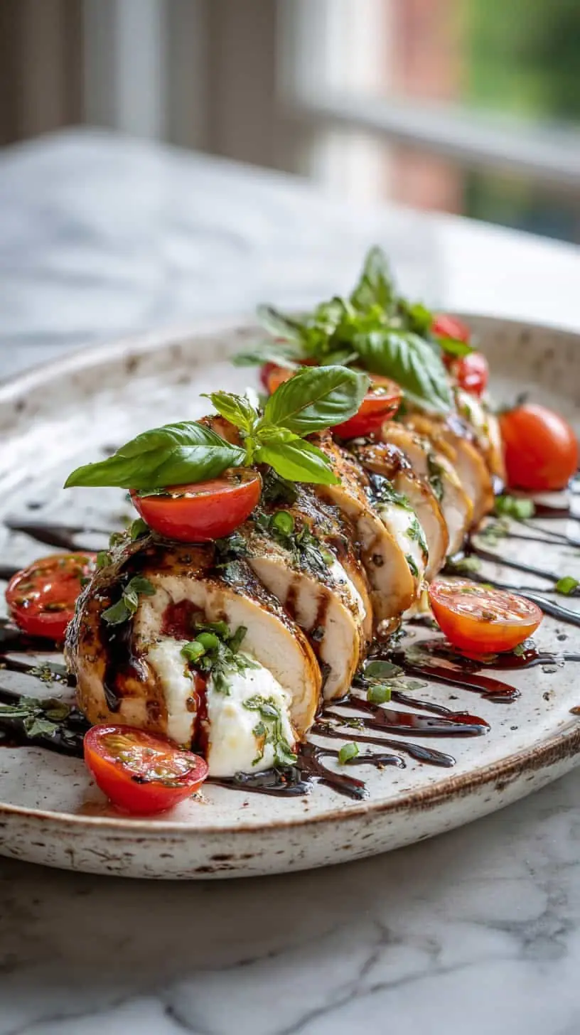 Caprese Stuffed Chicken Breast with Balsamic Glaze