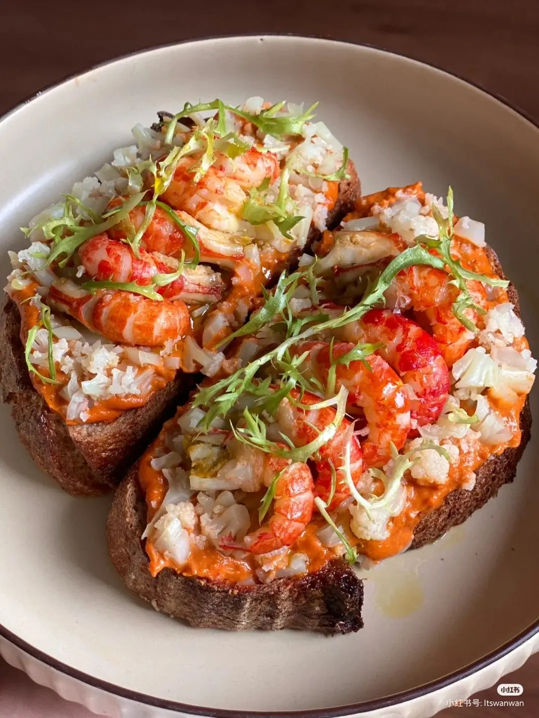 Cajun Crawfish Toast with Roasted Garlic Spread