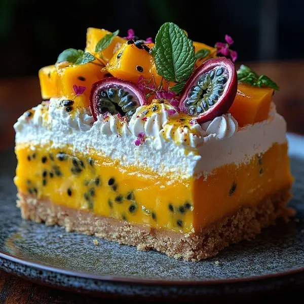 Mango Passion Fruit Cheesecake Bars