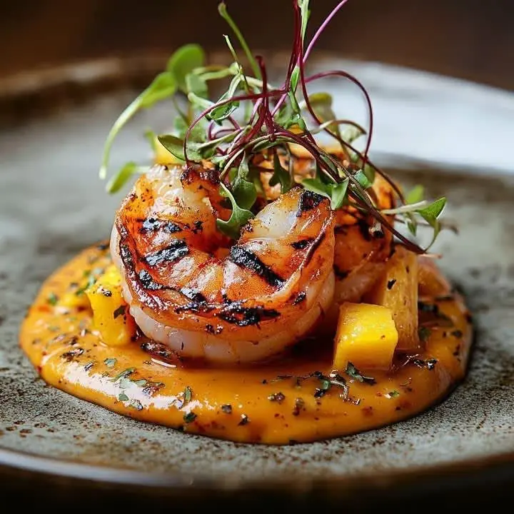 Grilled Shrimp with Mango Cream Sauce