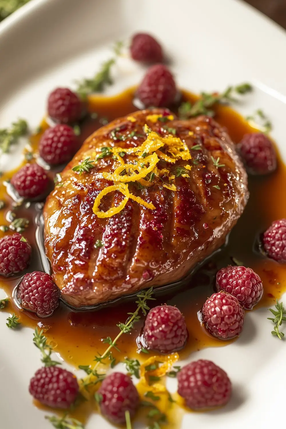 Orange-Raspberry Glazed Duck Breast