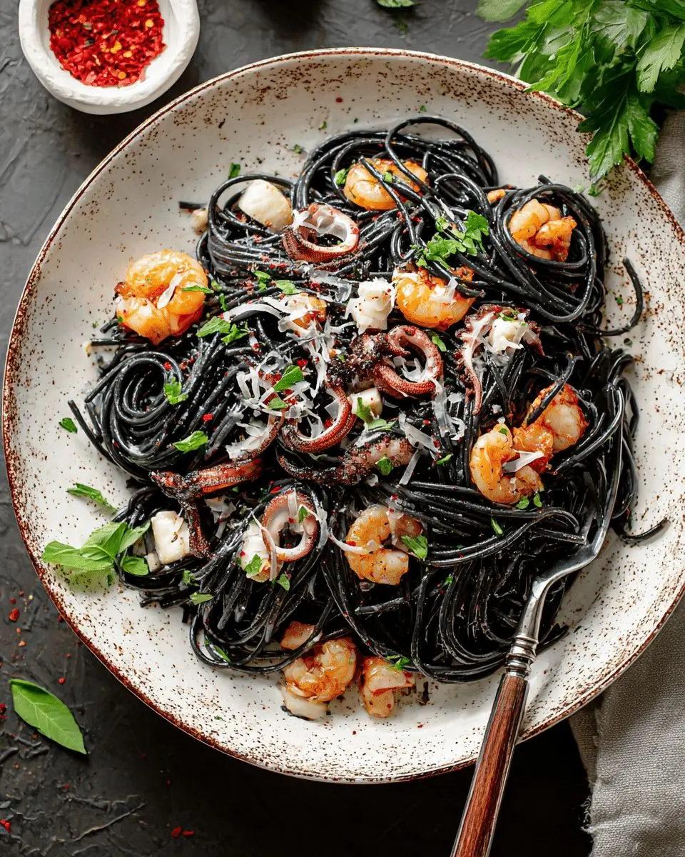 Squid Ink Seafood Pasta
