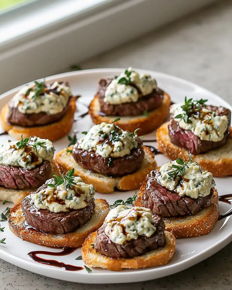 Steak Crostini with Blue Cheese & Balsamic Glaze