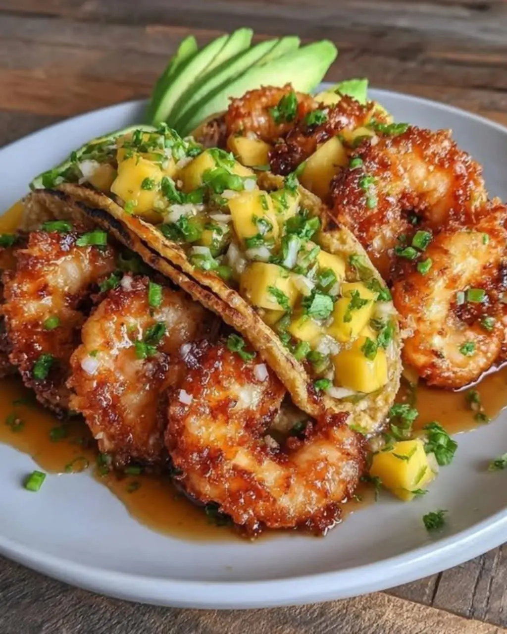 Crispy Shrimp Tacos with Mango Avocado Salsa