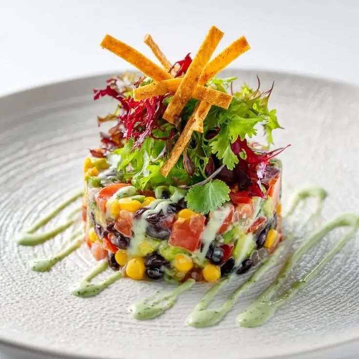 Southwest Avocado Black Bean Salad Stack