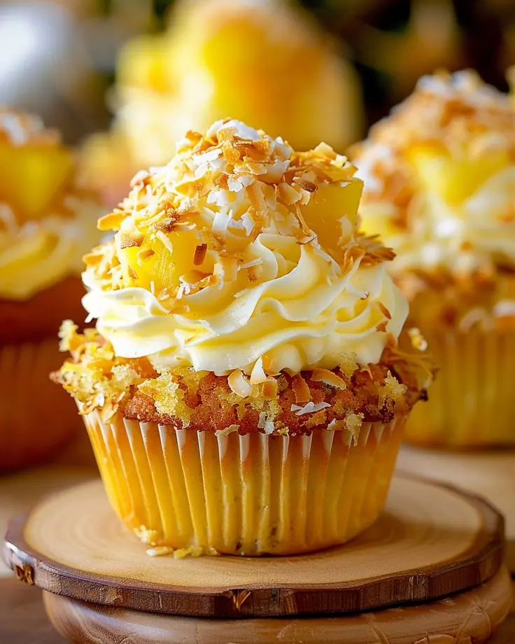 Tropical Pineapple Coconut Cupcakes