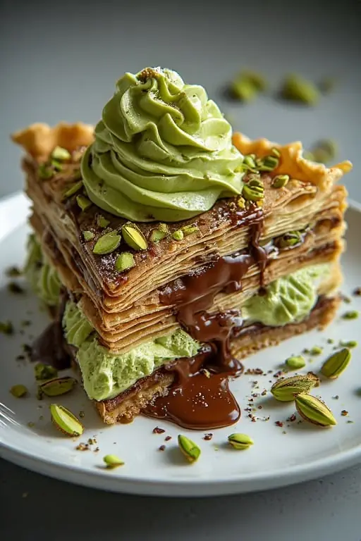 Pistachio Chocolate Mille-Feuille