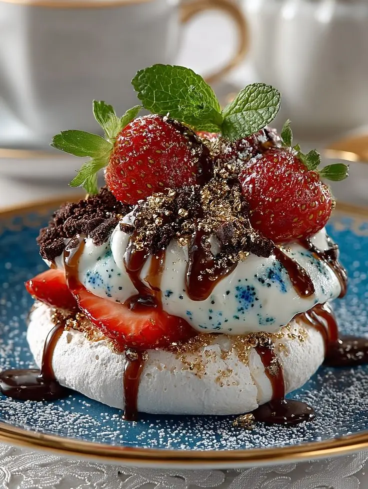 Strawberry Cookies & Cream Pavlova
