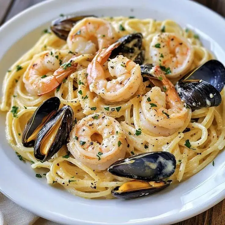 Creamy Seafood Alfredo Pasta