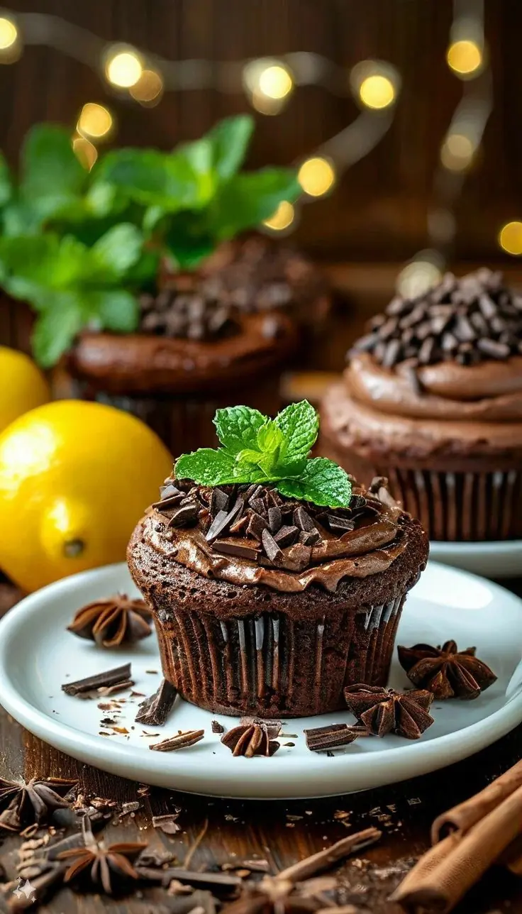 Chocolate Mint Fudge Cupcakes