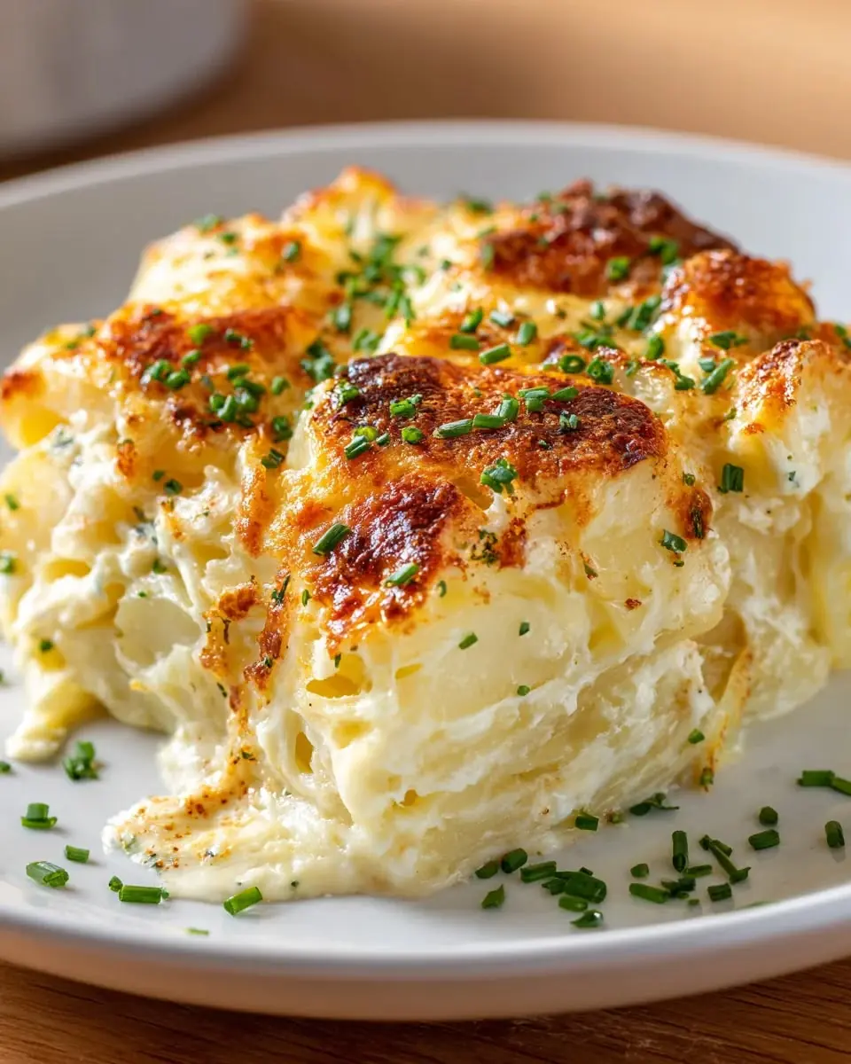 Creamy Three-Cheese Potato Gratin