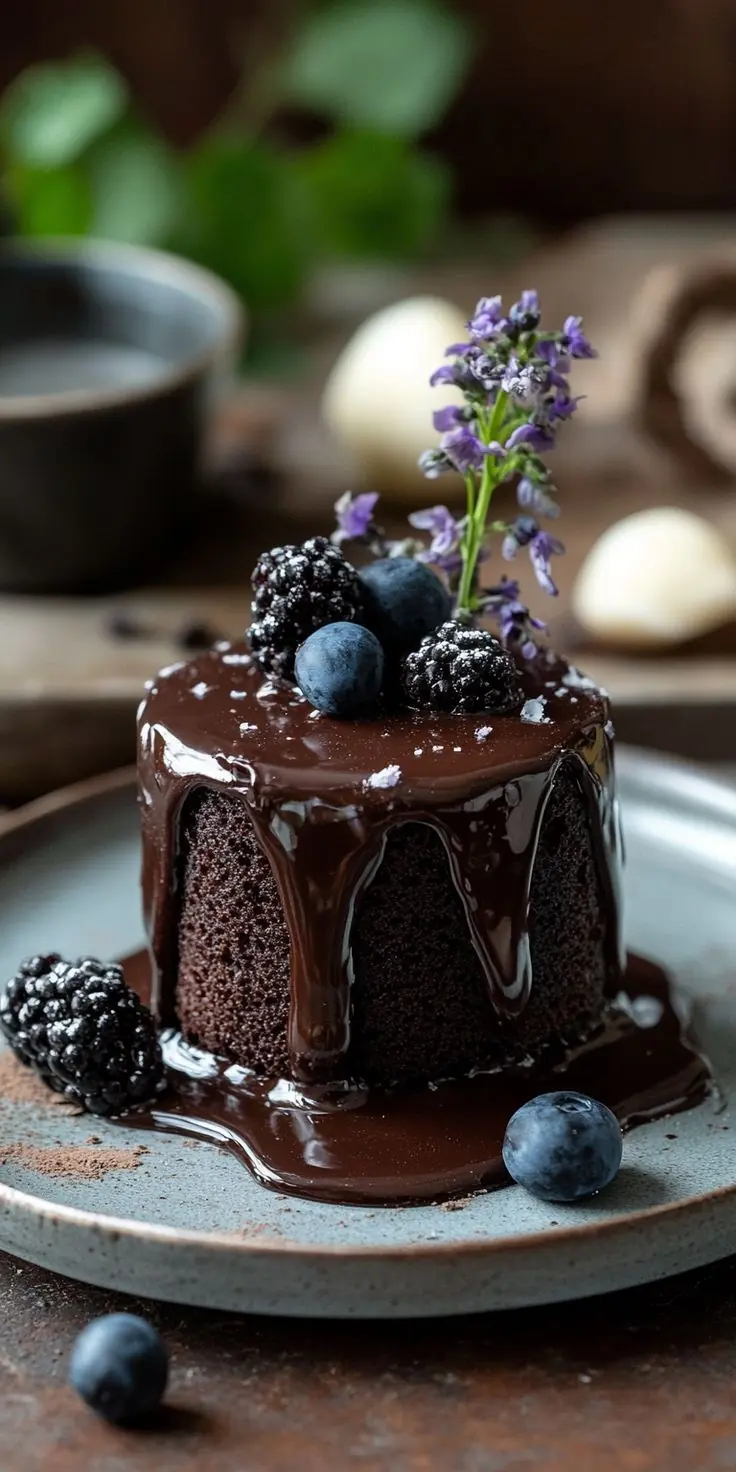 Dark Chocolate Lava Cake with Mixed Berries
