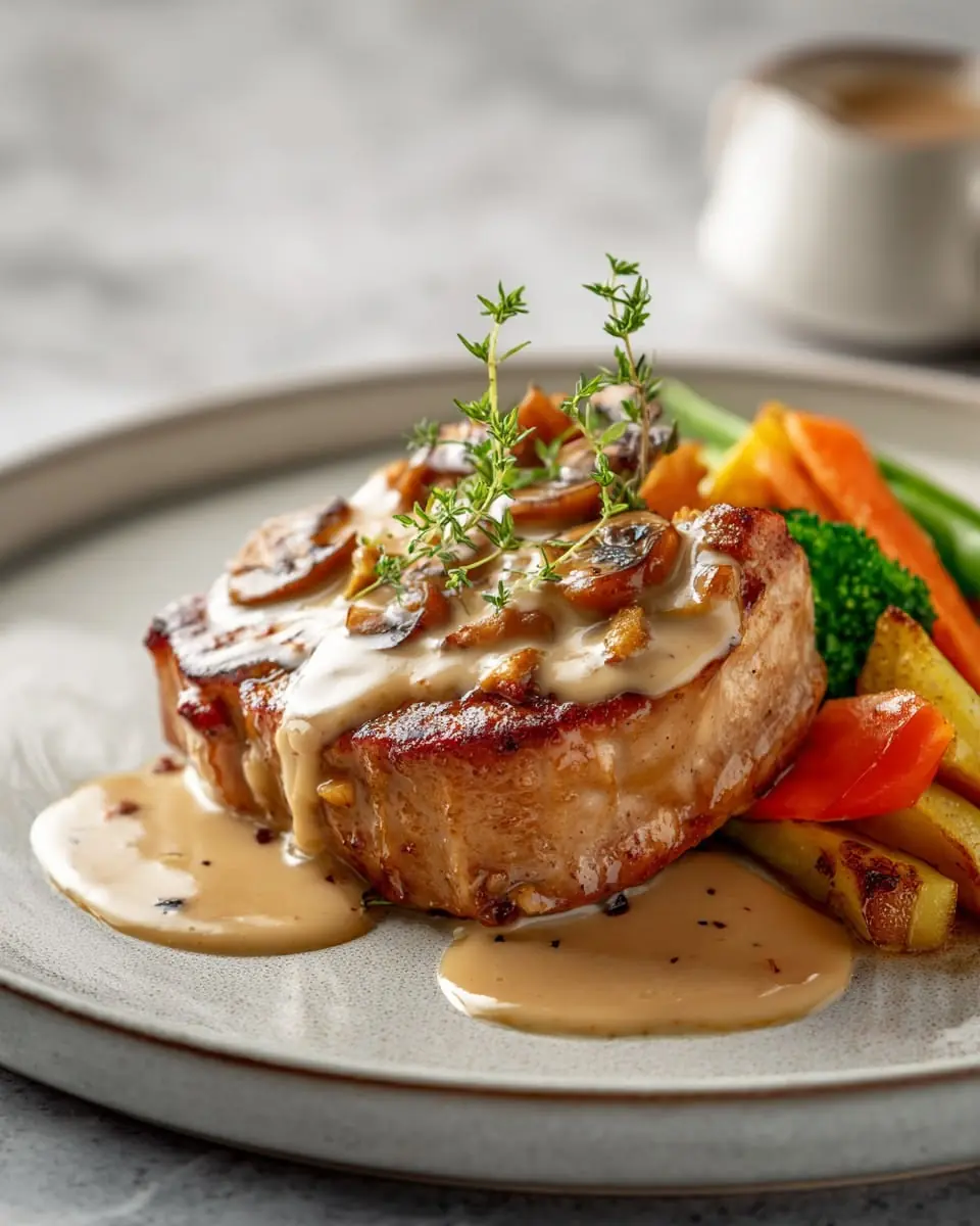 🥩 Pork Chop with Creamy Mushroom Sauce