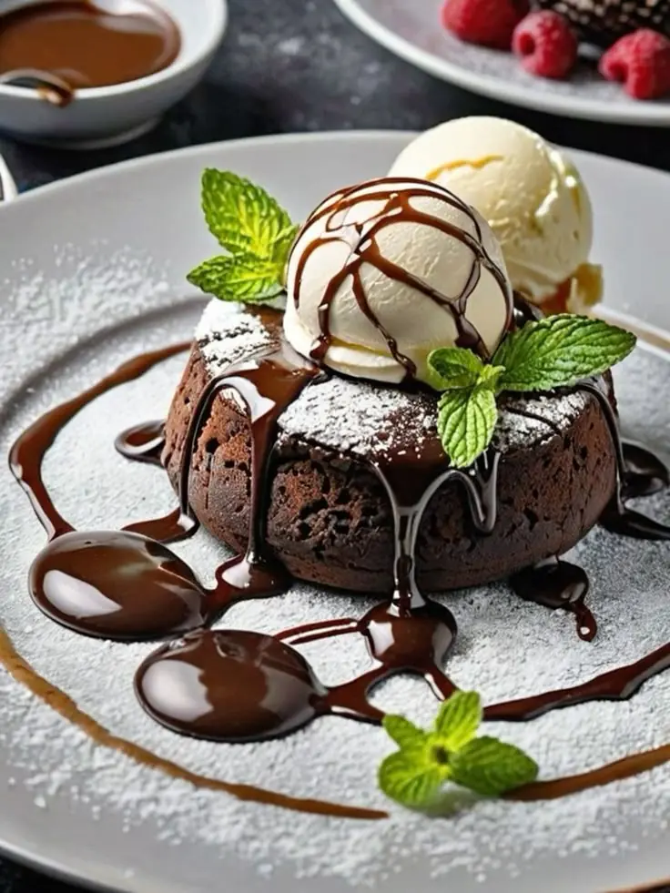 🍫 Molten Chocolate Lava Cake with Vanilla Ice Cream