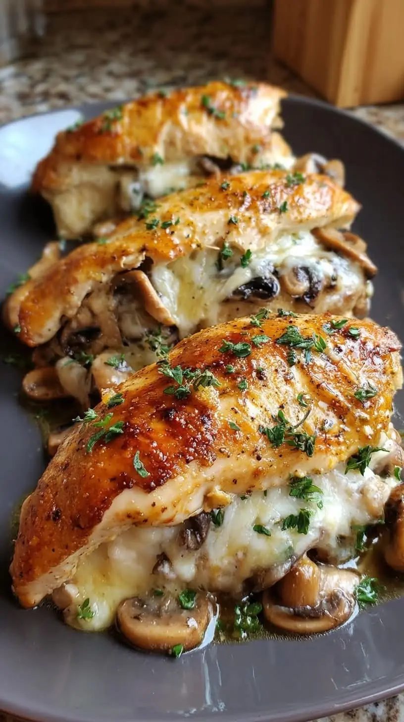 🍗 Cheesy Mushroom Stuffed Chicken Breast