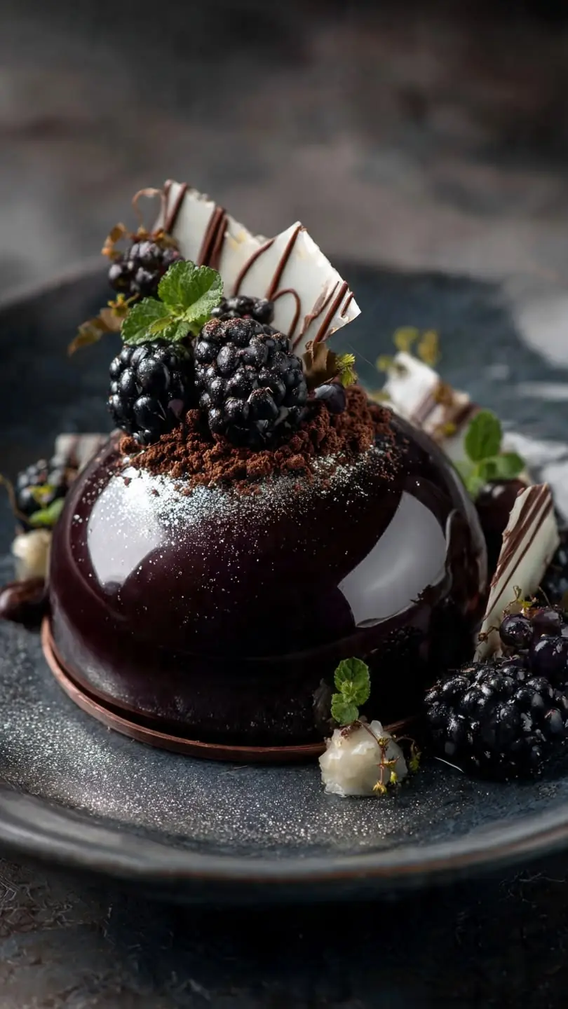 🍫🫐 Blackberry Chocolate Mirror Dome Cake