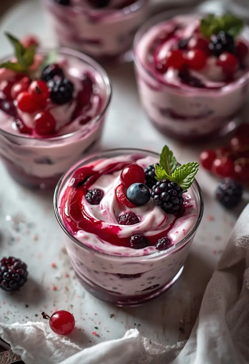 🍓 Mixed Berry Yogurt Parfait Cups – A Light, Creamy, and Refreshing No-Bake Dessert