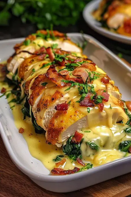 Creamy Spinach and Bacon Stuffed Chicken Breast: A Restaurant-Quality Comfort Food Classic