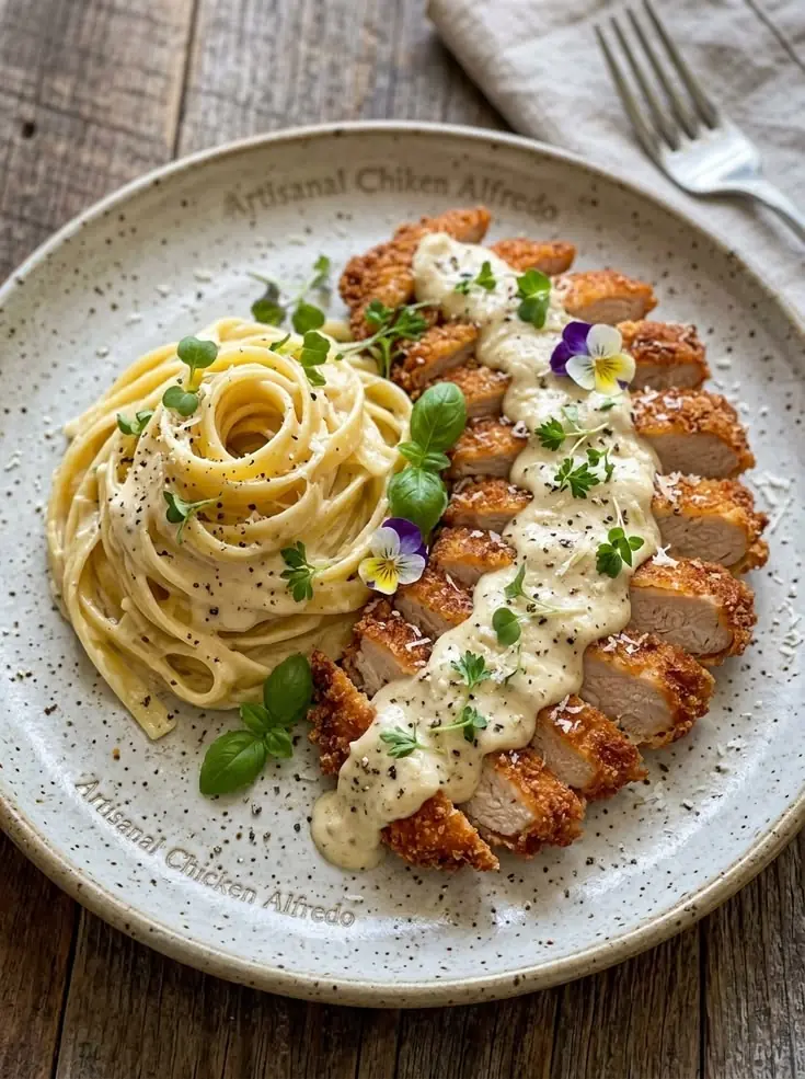 Crispy Chicken Alfredo with Creamy Parmesan Pasta πβ¨