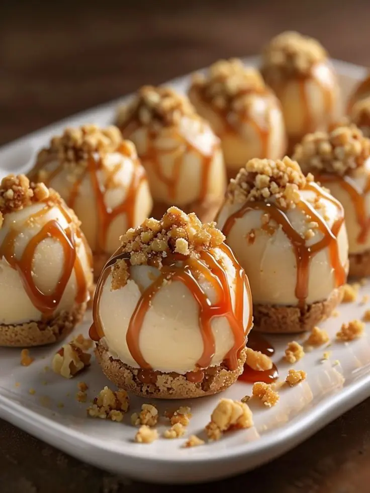 Salted Caramel Cheesecake Truffle Bites 🍮✨