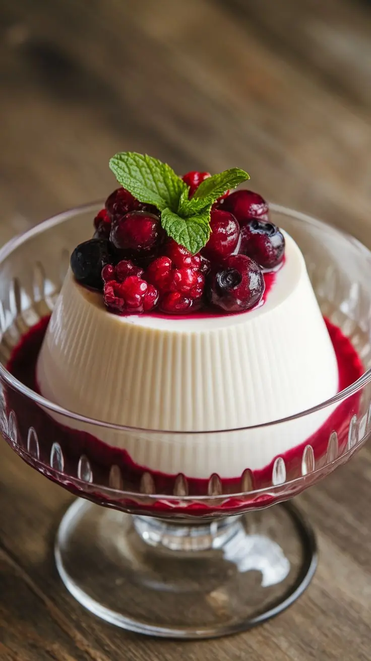 Vanilla Panna Cotta with Mixed Berry Compote 🍓🫐✨