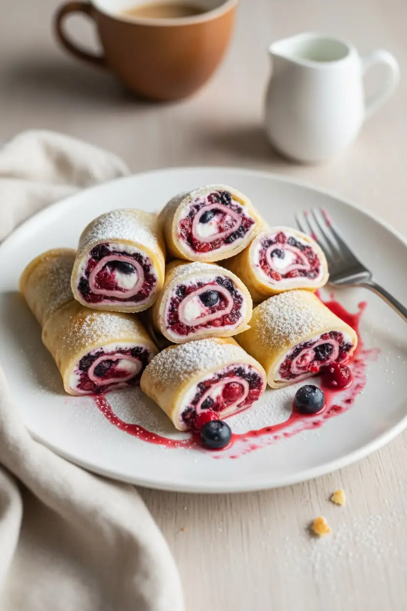 Berry Cream Swiss Roll Bites 🍇🫐🍓