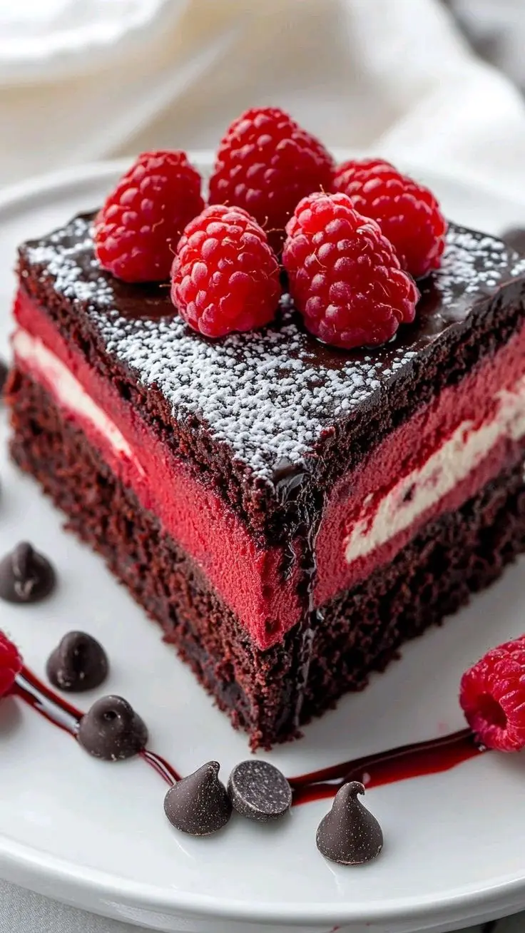 Raspberry Chocolate Mousse Cake 🍫❤️