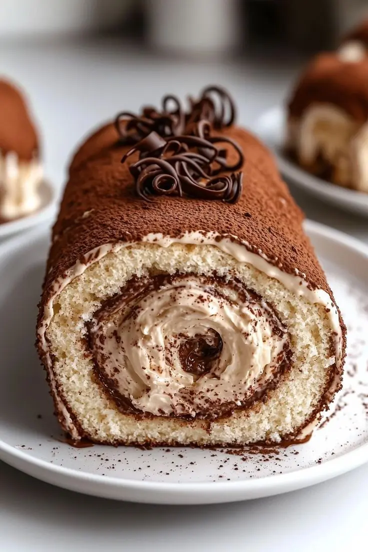 Chocolate Tiramisu Swiss Roll 🍫☕🍰