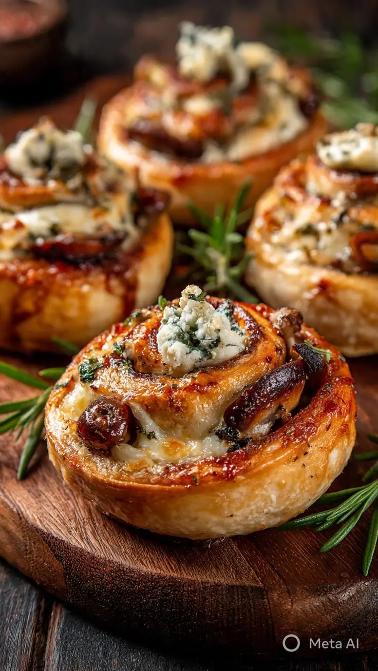 Blue Cheese Mushroom Puff Pastry Swirls ๐ง๐