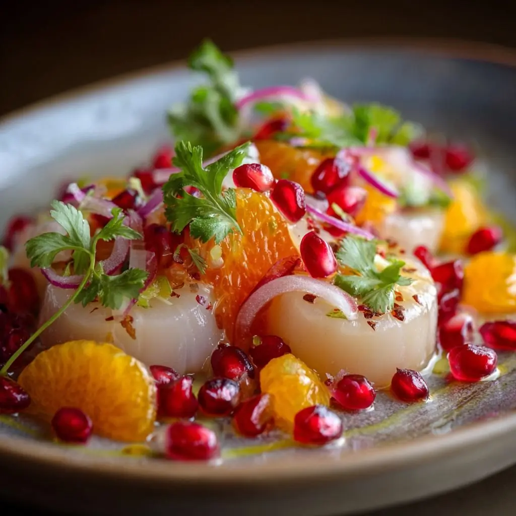 Citrus Scallop Carpaccio with Pomegranate